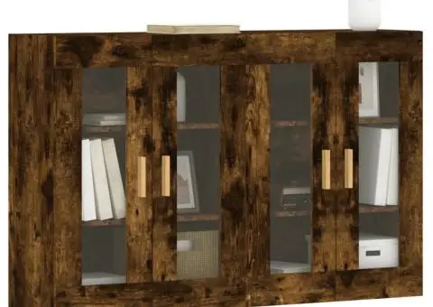 Dulapuri de perete, 2 buc., stejar afumat, lemn prelucrat - 3/5