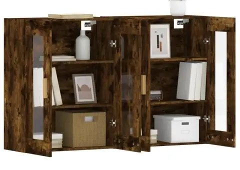 Dulapuri de perete, 2 buc., stejar afumat, lemn prelucrat - 4/5