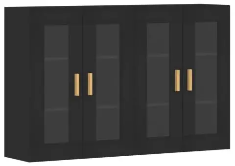 Dulapuri montate pe perete, 2 buc, negru, lemn prelucrat - 2/5