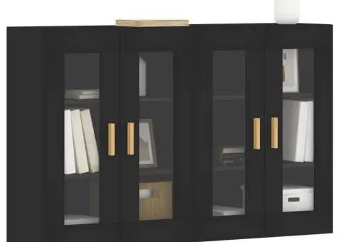 Dulapuri montate pe perete, 2 buc, negru, lemn prelucrat - 3/5