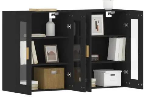 Dulapuri montate pe perete, 2 buc, negru, lemn prelucrat - 4/5