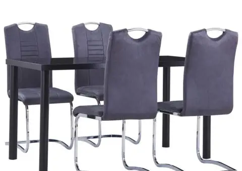 Set mobilier de bucătărie, 5 piese, gri, velur ecologic - 1/5