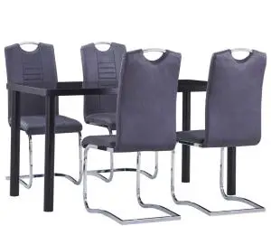 vidaXL Set mobilier de bucătărie, 5 piese, gri, velur ecologic