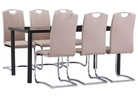 Set mobilier de bucătărie, 7 piese, cappuccino, piele ecologică - 1/5