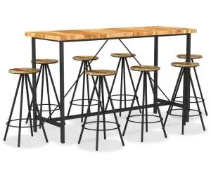 vidaXL Set de bar, 9 piese, lemn masiv de acacia și lemn reciclat