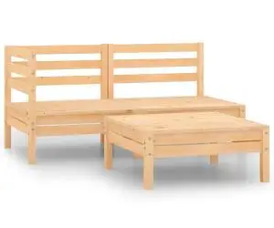 vidaXL Set mobilier de grădină, 3 piese, lemn masiv de pin