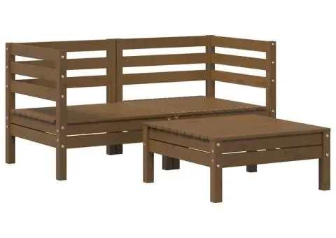 Set mobilier de grădină, 3 piese, maro miere, lemn masiv de pin - 1/5