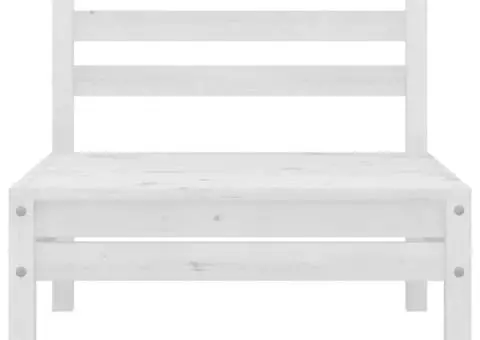 Set mobilier de grădină, 3 piese, alb, lemn masiv de pin - 3/5