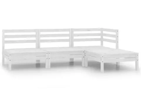 Set mobilier de grădină, 4 piese, alb, lemn masiv de pin - 1/5