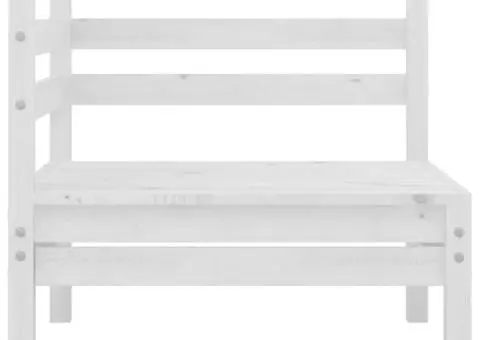 Set mobilier de grădină, 4 piese, alb, lemn masiv de pin - 4/5