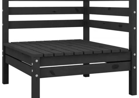 Set mobilier de grădină, 4 piese, negru, lemn masiv de pin - 2/5