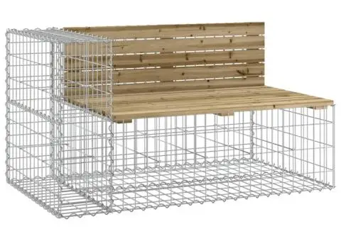 Bancă de grădină design gabion 122x71x65,5cm lemn pin impregnat - 2/5