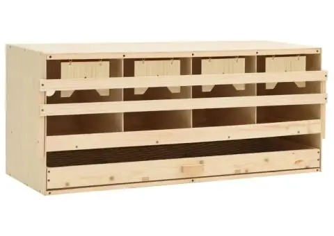 Cuibar găini cu 4 compartimente, 106x40x45 cm, lemn masiv pin - 1/5
