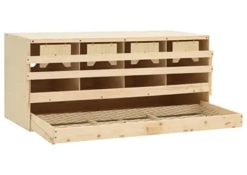 Cuibar găini cu 4 compartimente, 106x40x45 cm, lemn masiv pin - 4/5