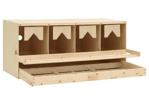 Cuibar găini cu 4 compartimente, 106x40x45 cm, lemn masiv pin - 5/5