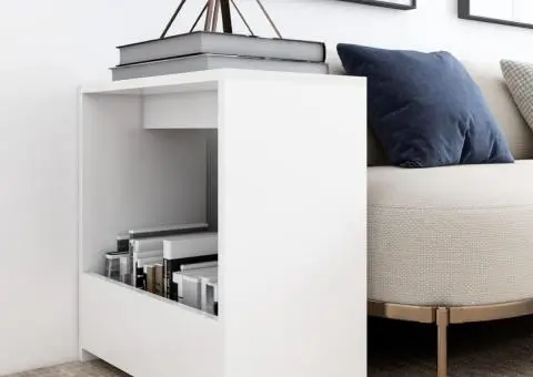 Masă laterală, alb, 50x26x50 cm, PAL - 1/5