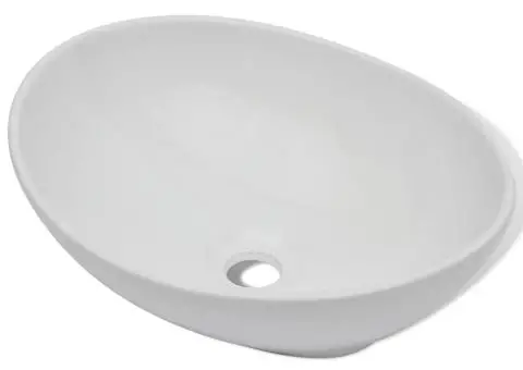 Chiuvetă ceramică, 40 x 33 cm, oval, alb - 4/5
