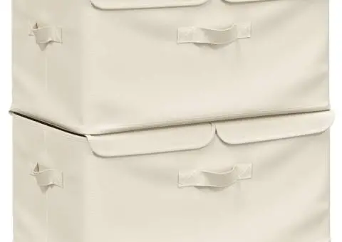 Cutii de depozitare 2 buc. crem 50x30x25 cm material textil - 2/5