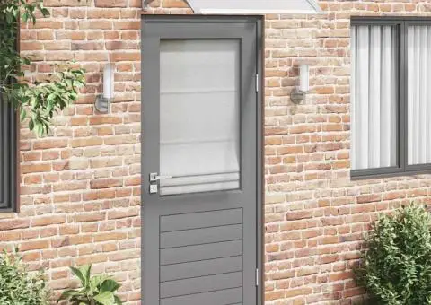 Copertină de ușă, gri și transparent, 100x75 cm, policarbonat - 1/5