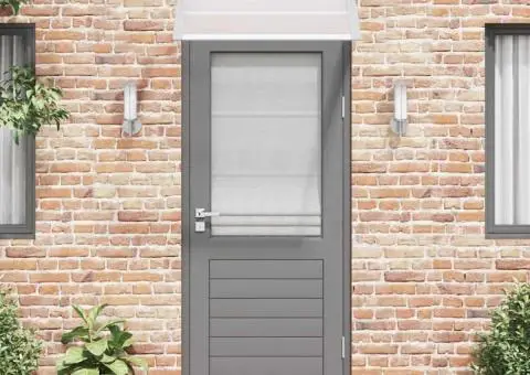 Copertină de ușă, gri și transparent, 100x75 cm, policarbonat - 3/5