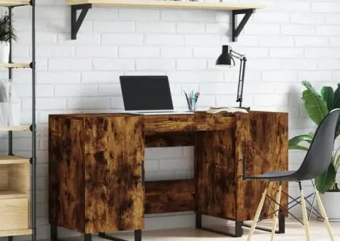 Birou, stejar afumat, 140x50x75 cm, lemn compozit - 1/5