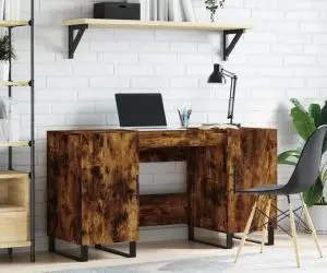 vidaXL Birou, stejar afumat, 140x50x75 cm, lemn compozit