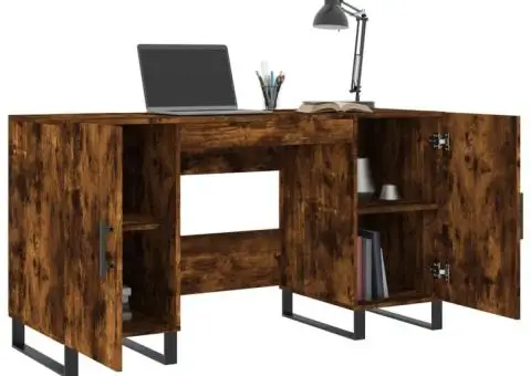 Birou, stejar afumat, 140x50x75 cm, lemn compozit - 4/5