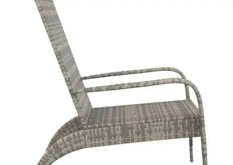 Scaun Adirondack de grădină, gri, poliratan - 4/5