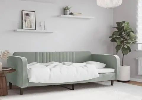 Cadru de pat, gri deschis, 90x190 cm, catifea - 1/5