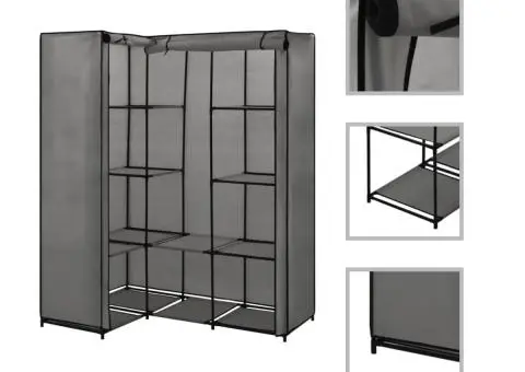 Șifonier de colț, gri, 130 x 87 x 169 cm - 1/5