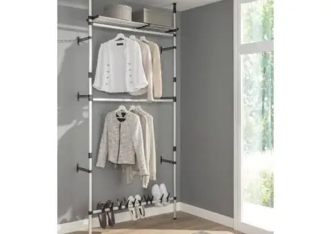 Sistem șifonier telescopic, cu bare și raft, aluminiu - 4/5