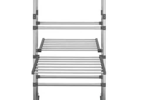 Suport uscare rufe, 2 niveluri, cu roți, argintiu, 60x70x106 cm - 3/5