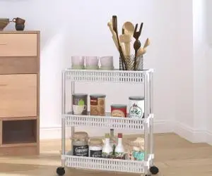 vidaXL Cărucior de depozitare cu 3 niveluri, argintiu și alb, aluminiu