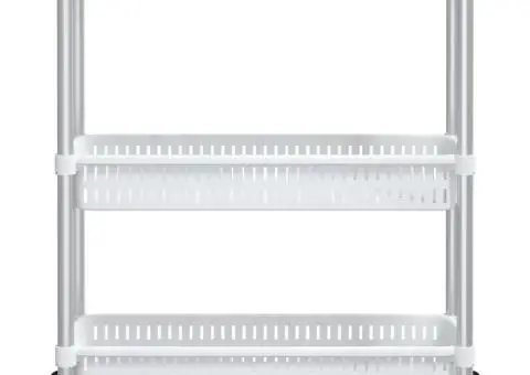 Cărucior de depozitare cu 3 niveluri, argintiu și alb, aluminiu - 3/5