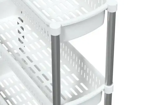 Cărucior de depozitare cu 3 niveluri, argintiu și alb, aluminiu - 5/5