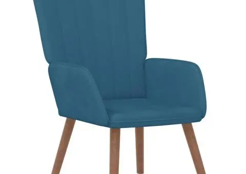 Scaun de relaxare, albastru, catifea - 2/5