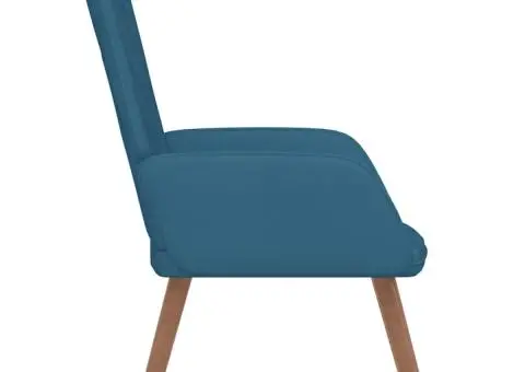 Scaun de relaxare, albastru, catifea - 4/5