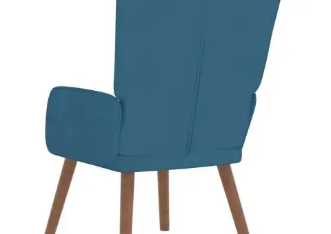 Scaun de relaxare, albastru, catifea - 5/5