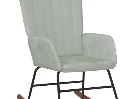 Scaun balansoar, gri deschis, catifea - 2/5