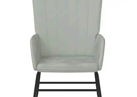 Scaun balansoar, gri deschis, catifea - 3/5