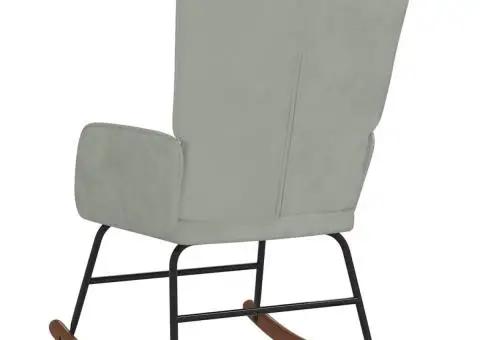 Scaun balansoar, gri deschis, catifea - 5/5