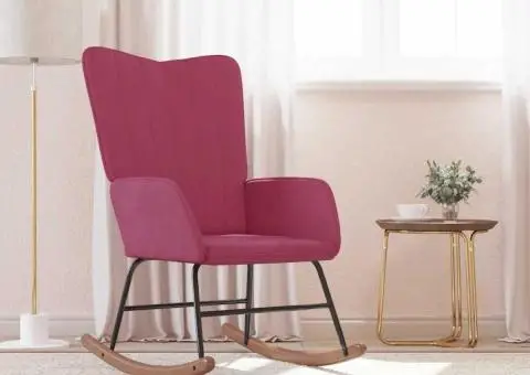 Scaun balansoar, roșu vin, catifea - 1/5
