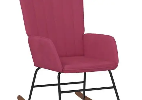 Scaun balansoar, roșu vin, catifea - 2/5
