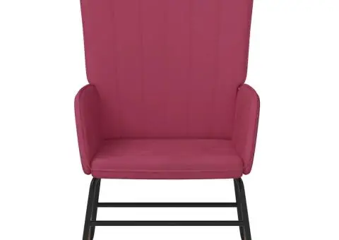 Scaun balansoar, roșu vin, catifea - 3/5