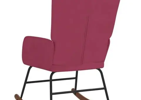 Scaun balansoar, roșu vin, catifea - 5/5