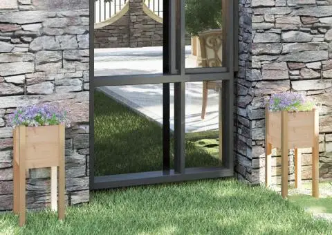 Jardiniere de grădină, 2 buc., 31x31x70 cm, lemn masiv de pin - 1/5