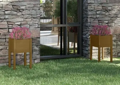 Jardiniere grădină 2 buc. maro miere 40x40x70 cm lemn masiv pin - 1/5