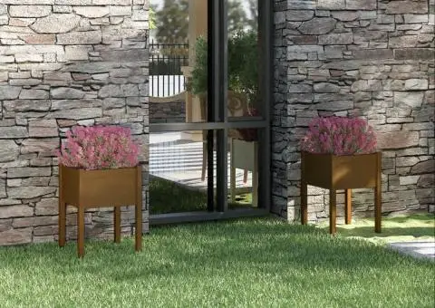 Jardiniere grădină 2 buc. maro miere 50x50x70 cm lemn masiv pin - 1/5