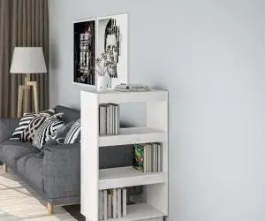 vidaXL Bibliotecă/Separator cameră alb 60x35x103 cm lemn masiv de pin