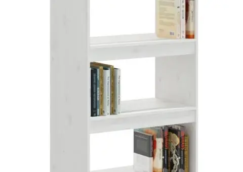 Bibliotecă/Separator cameră alb 60x35x103 cm lemn masiv de pin - 4/5